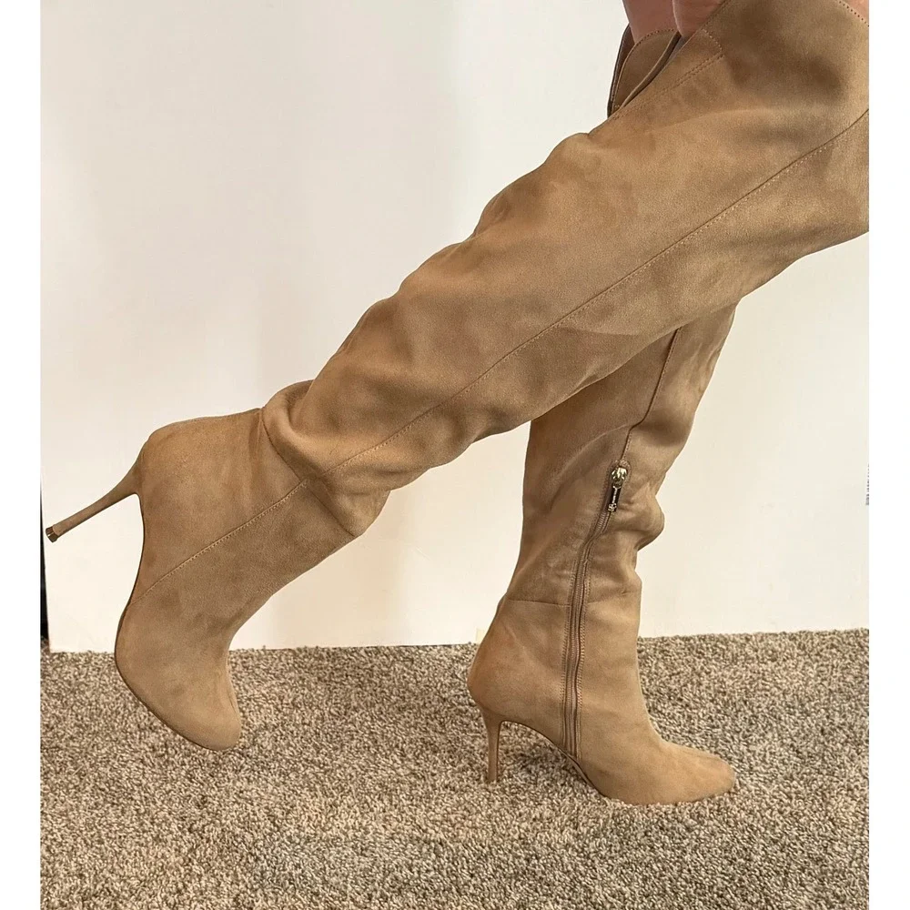 Jessica Simpson Tan Faux Suede Over The Knee Stiletto Boots Size 8M